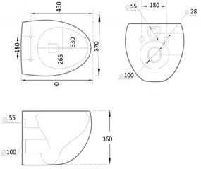 Mexen Egg, závesná WC misa Rimless s duroplastovým sedátkom s pomalým zatváraním, biela lesklá, 30245000