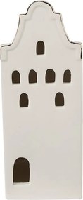 Béžová dekorácia porcelánový domček s Led svetielkami Christmas House M - 7*6*16 cm