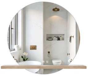 Tutumi Tutumi, okrúhle LED kúpeľňové zrkadlo 60cm s drevenou policou 60x15x2 cm, HOM-02696