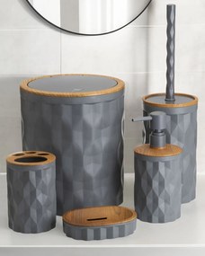 Sada kúpeľňových doplnkov Reina antracit/s povrchovou úpravou v dekore dreva