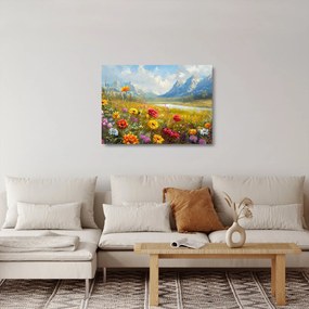 Sklenený obraz - Maľovaná krajina (70x50 cm)