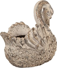 Decorative Figurine Swan 18x11x17 Cm Beige Ceramic Material - 18*11*17 cm
