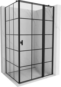 Mexen Mist T, sprchový kút s krídlovými dverami, pravý, 75 x 80 cm, 8mm číre sklo, čierny profil, 8A4T-080-075-70-77-P