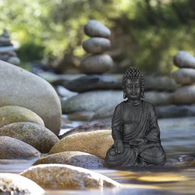 Soška sediaci Buddha, RD5657 18 cm, čierna