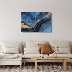 Obraz - Modro-zlatá abstrakcia (90x60 cm)