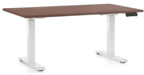 Výškovo nastaviteľný stôl OfficeTech C, 120 x 80 cm, biela podnož, orech