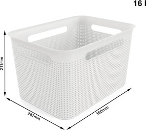 Rotho Úložný box s vekom a s držadlami BRISEN 16l, 36x26,2x21cm, biely