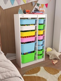 Organizér na hračky Dremonka 6 (biela + viacfarebné). Akcia -22%. Vlastná spoľahlivá doprava až k Vám domov. 1124285