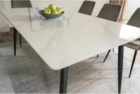 Jedálenský stôl Rion 130 cm keramika biely mramor/čierny