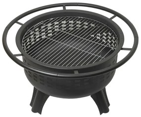 Prenosné ohnisko na drevo s roštom čierna
