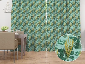Biante Dekoračný záves PML-088 Eukalypty na mätovom 145x140 cm
