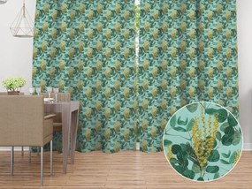 Biante Dekoračný záves PML-088 Eukalypty na mätovom 145x220 cm