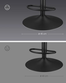 Sada 2 barových stoličiek s nastaviteľnou výškou, otočná kuchynská stolička, čierne