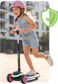 Ricokids Leddi LED balančná Kolobežka pre deti - čierno-ružová