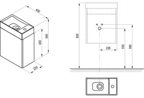 Ravak X000001386 - Kúpeľňová skrinka pod umývadlo VEDA 54,5x40 cm biela