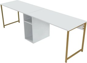 Dvojitý biely a zlatý pracovný stôl
