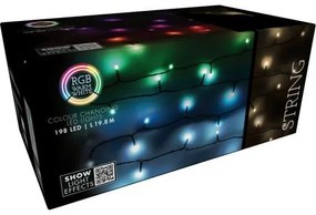 RGB Vianočná LED reťaz s diaľkovým ovládaním 198 LED, farebná, 19,8 m