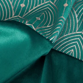 Dekorstudio Zamatový záves AGNES s elegantnou potlačou v tyrkysovej farbe