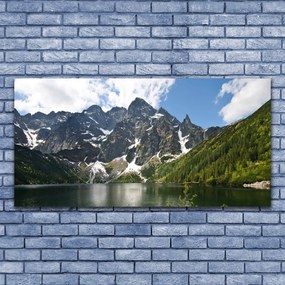 Obraz na akrylátovom skle Hora jazero les príroda 120x60 cm