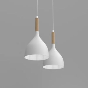 Luster na lanku NOAK WOOD 2xE27/15W/230V biela/buk