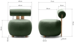 Tmavo zelené dizajnové kreslo HANNA, dub