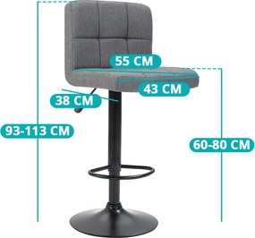 Barové stoličky s látkovým poťahom, 2 ks, rôzne farby- svetlosivé