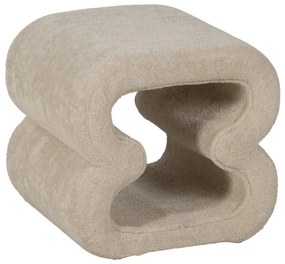 Béžový taburet z textílie buklé – Ixia