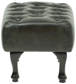 furniture-nabytek.cz - Masívna taburetka Chesterfield Pittsfield z pravej kože, zelená – 60×45×42 cm