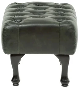 furniture-nabytek.cz - Masívna taburetka Chesterfield Pittsfield z pravej kože, zelená – 60×45×42 cm