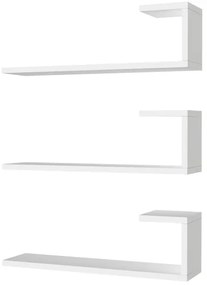 SADA 3x Nástenná polica EMILY 18x60 cm biela
