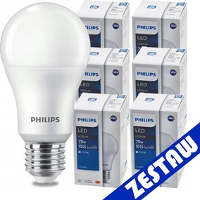 SADA 6 ks LED žiaroviek PHILIPS E27 10W 1055lm - tepla biela