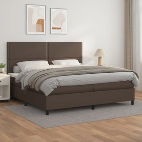 Boxspring posteľ s matracom hnedá 200x200 cm umelá koža 3142806