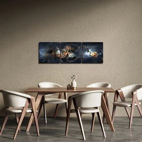 Obraz - Vesmír s hmlovinou (s hodinami) (90x30 cm)