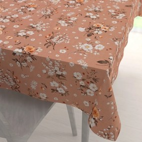 Biante Bavlnený obdĺžnikový obrus Sandra SA-738 Ruže a konvalinky na hnedoružovom 120x140 cm