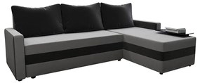 Čalúnená univerzálna rozkladacia rohová sedacia súprava do tvaru L BRISTOL sivá/čierna