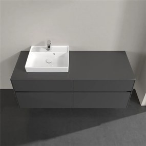 VILLEROY &amp; BOCH Collaro závesná skrinka pod umývadlo na dosku (umývadlo vľavo), 4 zásuvky, 1400 x 500 x 548 mm, Glossy Grey, C07400FP