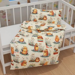 Biante Detské bavlnené posteľné obliečky do postieľky Sandra SA-710 Kapybary na krémovom Do postieľky 100x135 a 40x60 cm
