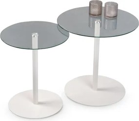 Sada 2 stolíkov Lia, biela/sklo%