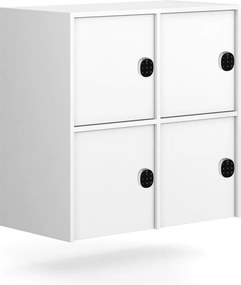 Nadstavba pre skrine FRAME, 4x dvere, 872 x 450 x 854 mm, kódový zámok, biela