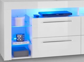 TV stolík Goal 179 cm, biely, s osvetlením