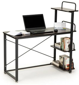 ModernHome Kancelársky písací stôl so 4 policami - hnedý, ZBG-07A
