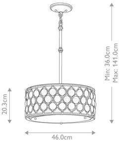 Feiss FE-LUCIA-B - Luster na tyči LUCIA 3xE27/60W/230V