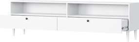 TV stolík s policou a skrinkami DULLUM 200x58cm, biely