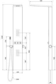 Mexen Omar, sprchový panel, chrómová, 7610-03-00