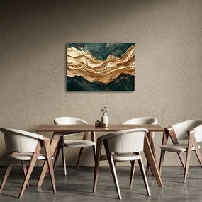 Obraz - Zelená abstrakcia so zlatom II. (70x50 cm)