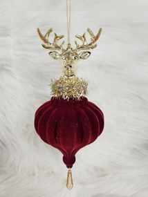 LUX bordový závesný ornament jeleň 20cm