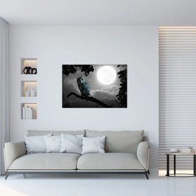 Obraz - Nočná sova, modrá (90x60 cm)