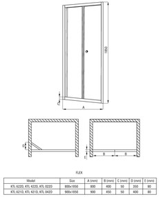 Deante Flex, skladacie dvere do otvoru 90x185 cm, 5mm číre sklo, chrómový profil, KTL_021D
