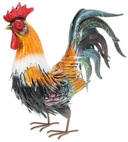Záhradná kovová figúrka Rooster 1, 40,5 cm, viacfarebná