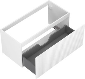 Mexen Rivel, kúpeľňová skrinka 100 cm, 1 zásuvka, drážkovaná, biela matná, 91A20-10047-1-BF01